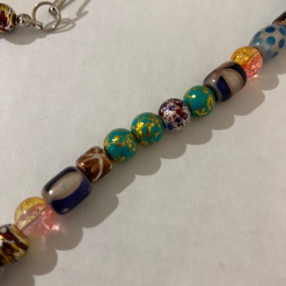 Millefiori Glass And Enameled Metal Beaded Necklace - Picture 4 of 7